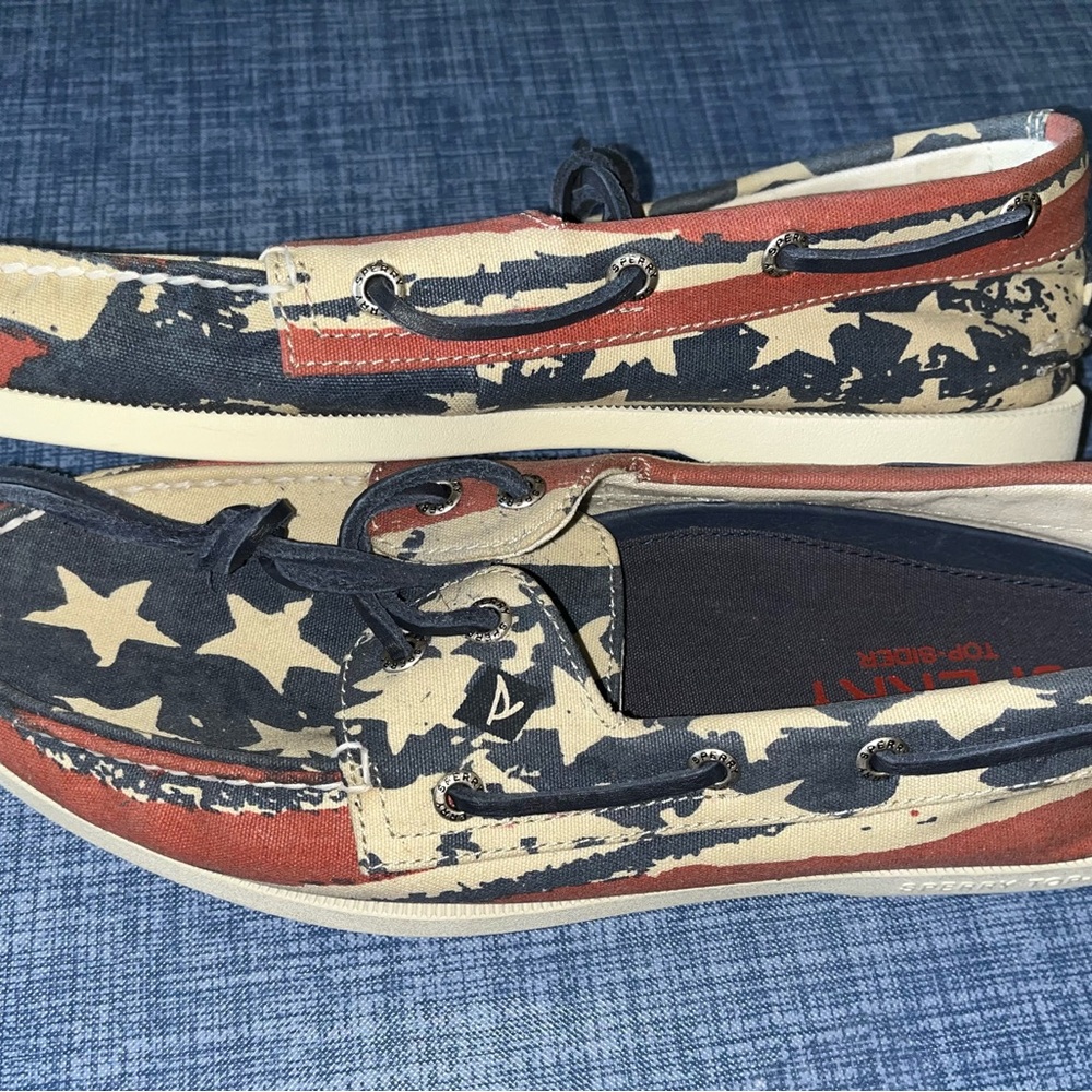 Sperry Red and Blue Boat Shoes with Patriotic Flair
